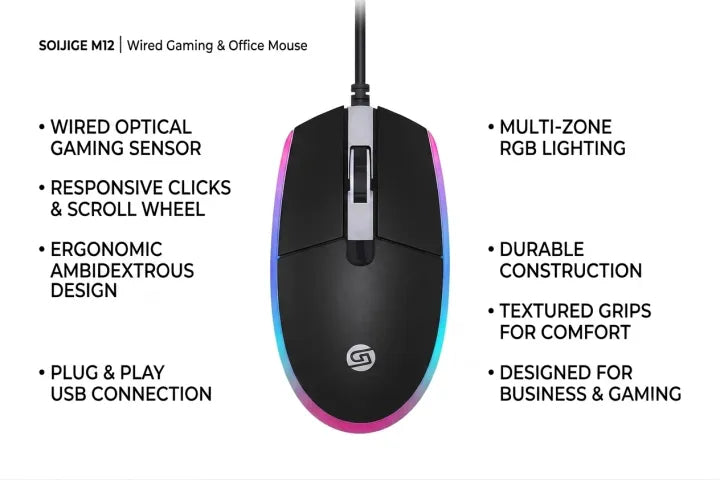 OIJIGE M12 RGB Wired Gaming Mouse