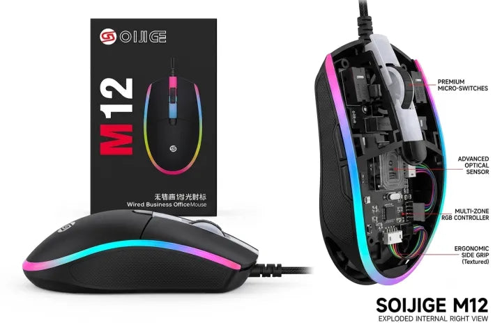 OIJIGE M12 RGB Wired Gaming Mouse